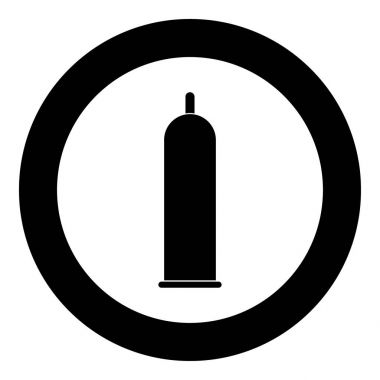 Lateks prezervatif simge siyah renkli daire içinde