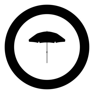 Plaj şemsiye simge siyah renkli daire içinde