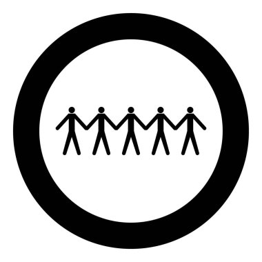 Takım iş kavramı simge siyah renkli daire içinde