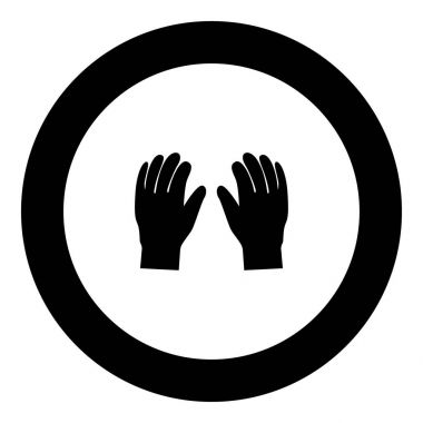 Çift iş eldivenleri simge siyah renk daire