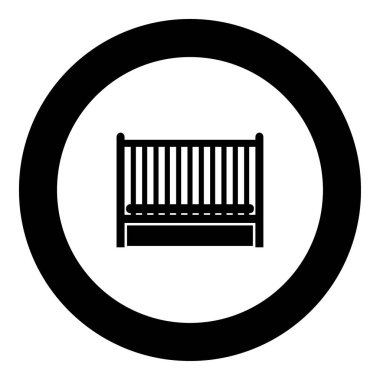 Bebek yatak simge siyah renkli daire içinde