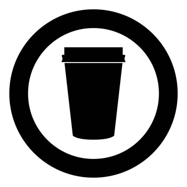 Kağıt kahve Kupası simge siyah renkli daire içinde