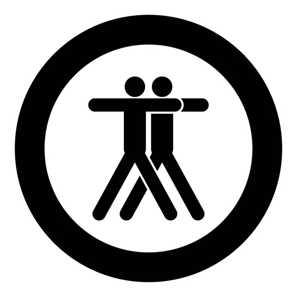 Zwei Menschen umarmen schwarze Ikone im Kreis — Stockvektor