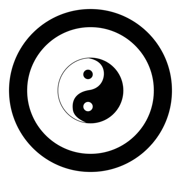 Инь Ян символ значок черный цвет в круге — стоковый вектор