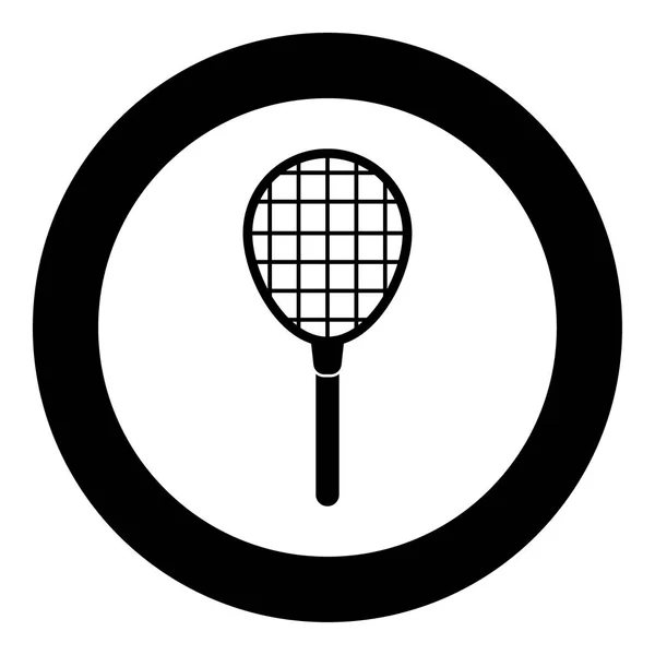Tenis raqueta icono de color negro en círculo — Vector de stock