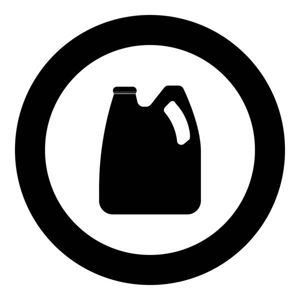 Kaleng dengan oli mesin dan bahan bakar ikon warna hitam dalam lingkaran - Stok Vektor
