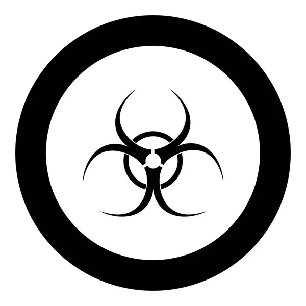 Icono de peligro biológico color negro en círculo — Vector de stock