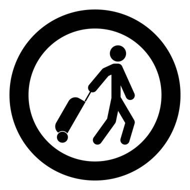 Bavul simge siyah adamla renk çemberinde