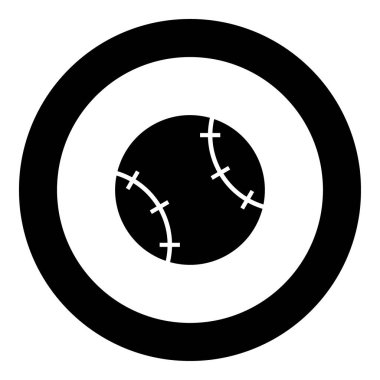 Beyzbol topu simge siyah renkli daire içinde