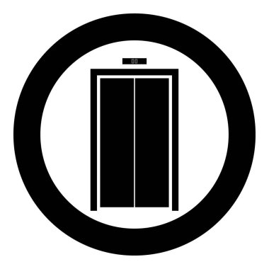 Asansör kapıları simge siyah renkli daire içinde