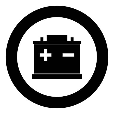 Araba pil simgesi siyah renkli daire içinde