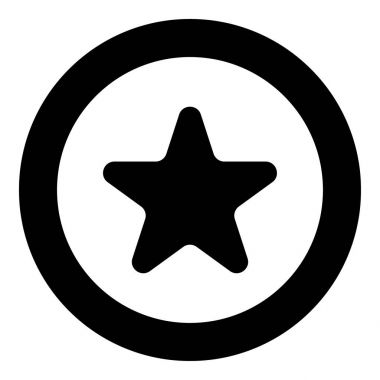 Yıldız simgesi siyah renkli daire içinde