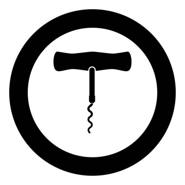 Tirbuşon simge siyah renkli daire içinde