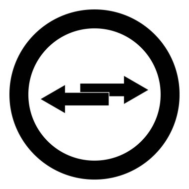 İki yan okları simge siyah renkli daire içinde