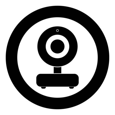 Web kamera simgesi siyah renkli daire içinde