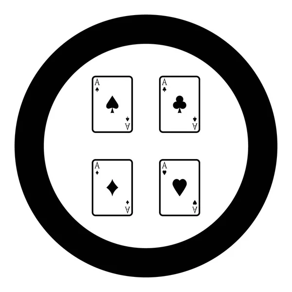 Playing cards icon black color in circle — Stock Vector