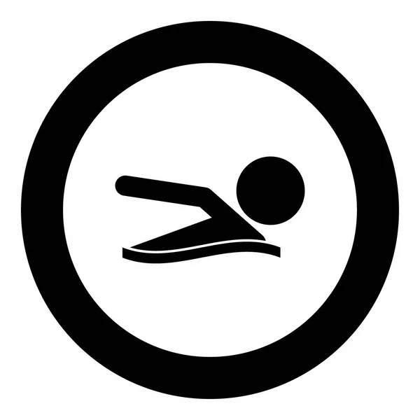 Un uomo nuota icona colore nero in cerchio — Vettoriale Stock