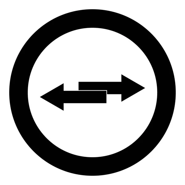 Duas setas laterais ícone cor preta no círculo — Vetor de Stock