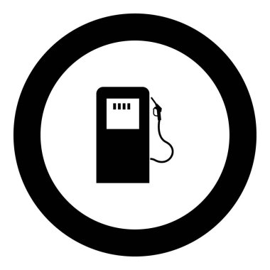 Benzin istasyonu simge siyah renkli daire içinde