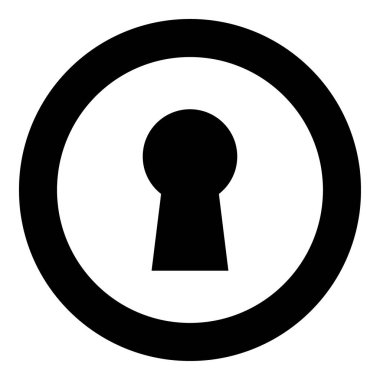 Anahtar deliği simge siyah renkli daire içinde