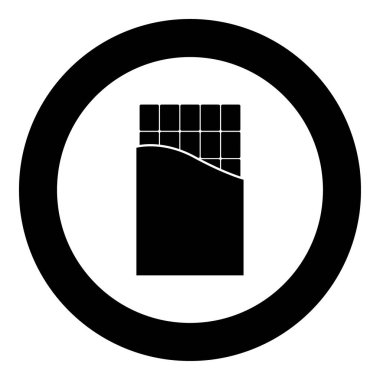 Çikolata simge siyah renkli daire içinde