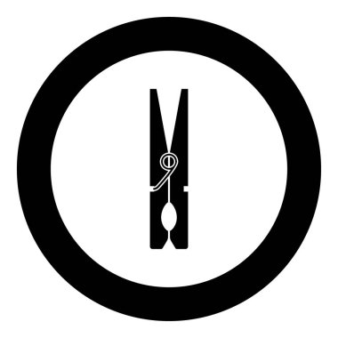 Clothespeg simge siyah renkli daire içinde