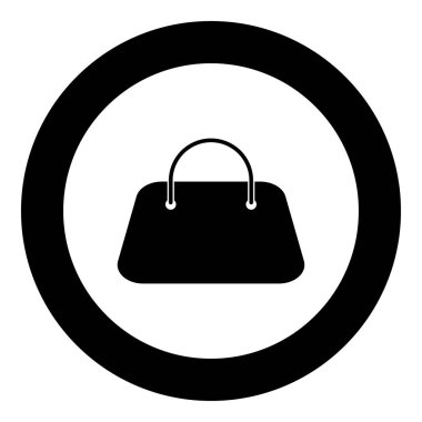 Kadın çanta simge siyah renkli daire içinde
