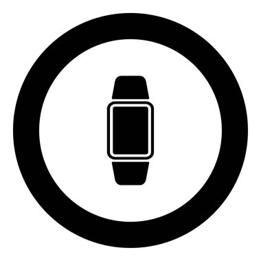 Dijital el Saat simgesi siyah renkli daire içinde