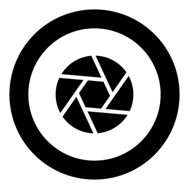 Kamera objektifi çekim simgesi siyah renkli daire içinde