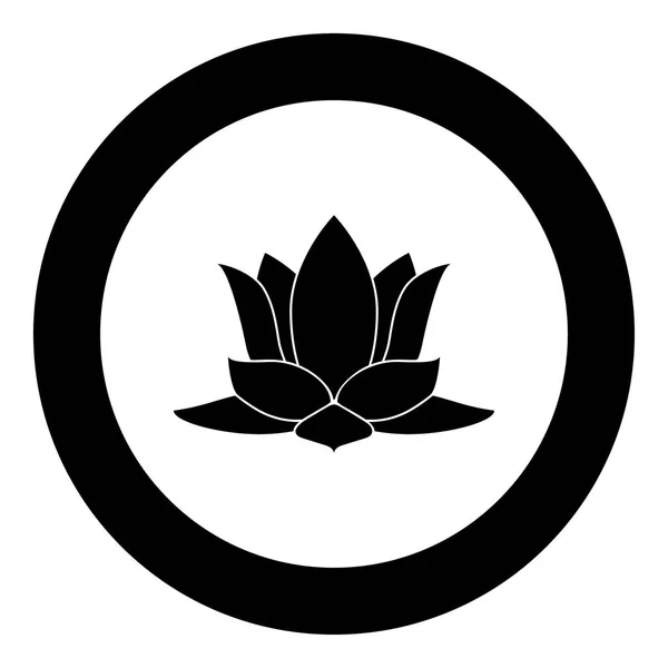 Lotus bloem pictogram zwarte kleur in cirkel — Stockvector