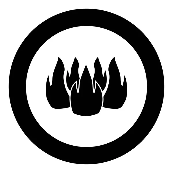 Feuer-Symbol schwarze Farbe im Kreis — Stockvektor