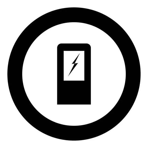 Електрична станція зарядки автомобіля значок чорного кольору в колі — стоковий вектор