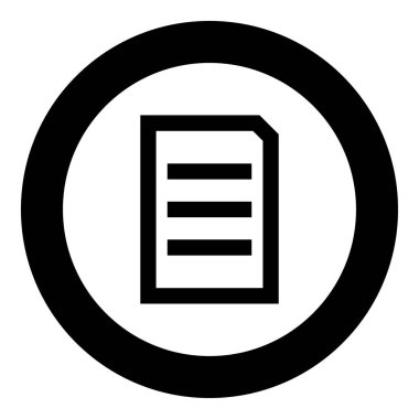 Belge sayfa siyah simgesi daire vektör çizim