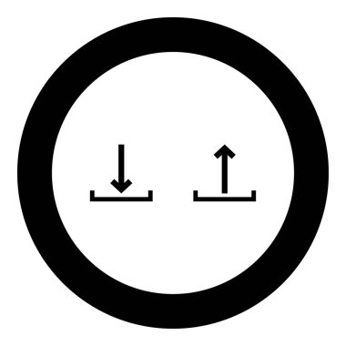 Karşıya yükleme oturum ve siyah daire vektör çizim simgesinde indir