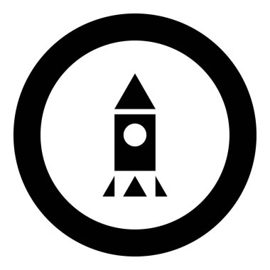 Roket siyah kutsal kişilerin resmi içinde daire vektör çizim