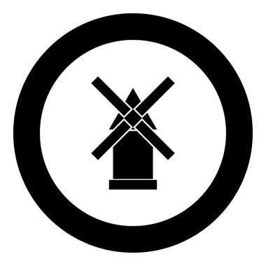 Siyah yel değirmeni daire vektör çizim simgesinde