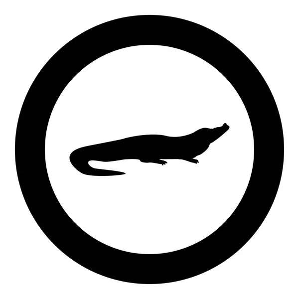 Krokodil schwarzes Symbol in Kreis-Vektor-Illustration — Stockvektor