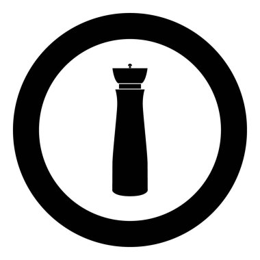 Tuz ve karabiber değirmeni siyah simgesi daire illüstrasyon vektör