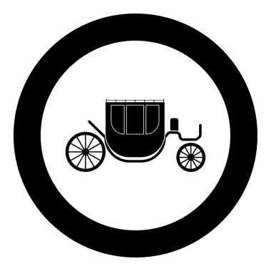 Daire vektör çizim simgesinde siyah at arabası