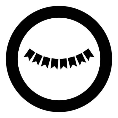 Bayrak siyah kurdele simgesini daire vektör çizim