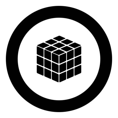 Rubik'ın küp oyun şekil siyah daire vektör çizim simgesinde