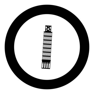 Pisa Kulesi siyah simgesini daire vektör çizim
