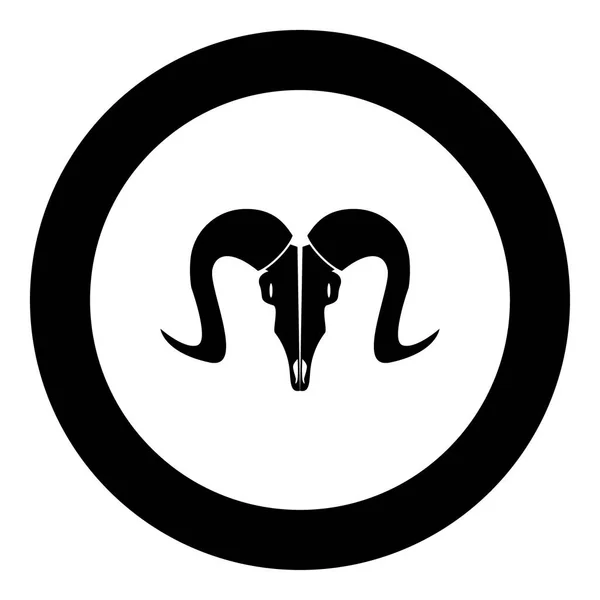Cabeça de cabra crânio ícone preto na ilustração vetorial círculo — Vetor de Stock