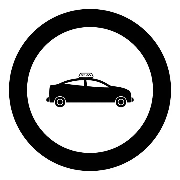 Taxi black icon in circle vector illustration — Stock Vector