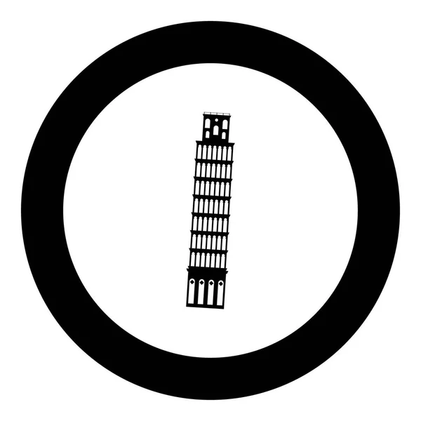 Pisa tower zwart pictogram in cirkel vectorillustratie — Stockvector