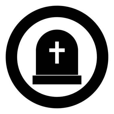 Mezar Taşı simgesini daire içinde siyah