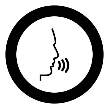 Daire içinde baş konuşan adam siyah simgesi