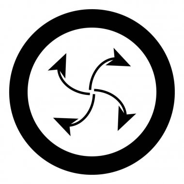 Daire Merkezi siyah simgesinden döngü içinde dört ok