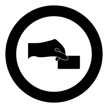 Yardım et Elektronik kart siyah simgesi daire