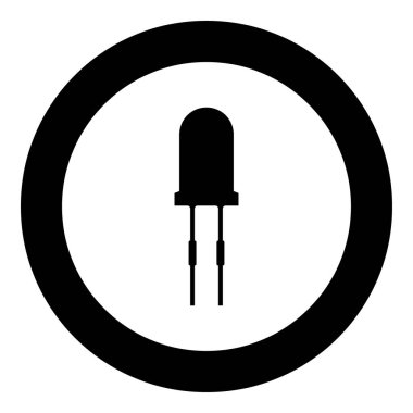 Daire içinde ışık diyot siyah simgesi